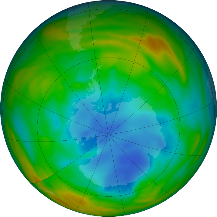 Antarctic ozone map for 26 July 2018